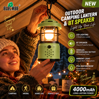 ELETREE 110LM Lampe LED 3W ultra-lumineuse multi-modes avec haut-parleur Bluetooth, lanterne de camping rechargeable pour tente et utilisation nocturne en extérieur