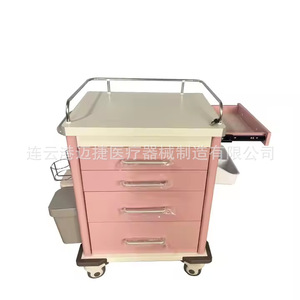 Chariot d'hôpital Myljeller en plastique et acier, chariot d'urgence à 4 tiroirs, véhicule de soins infirmiers médicaux - Product Image 4