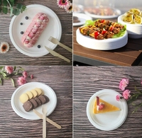Assiettes jetables en bagasse 100% compostables, robustes, biodégradables, blanches, rondes, 9 pouces, trois compartiments, 50 unités