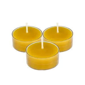 Christmas Valentine Light Halloween Handmade pure Beeswax round tea lights candle in plastic cup