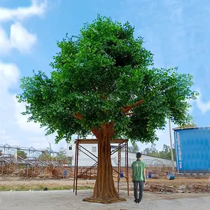 Groothandel Indoor Garden Home Decoratieve 5M Grote Schaduw Nep Banyan Eiken Boom Kunstmatige Ficus Bomen