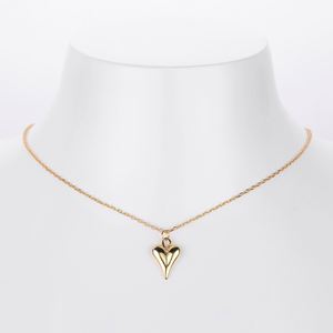 Collar con Colgante de Corazón Pulido en Plata de Ley S925 Chapado en Oro de 18K, Colección de Lujo SPJ, con Circonita, Estilo Vintage, Joyería Fina - Product Image 3