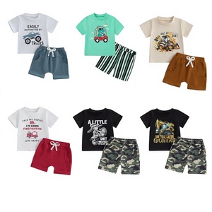 Baby Boys Cotton Clothing Sets Short Sleeve T Shirts With Shorts <b>Mixed</b> Patterns And Colors For Toddlers - Product Image 3
