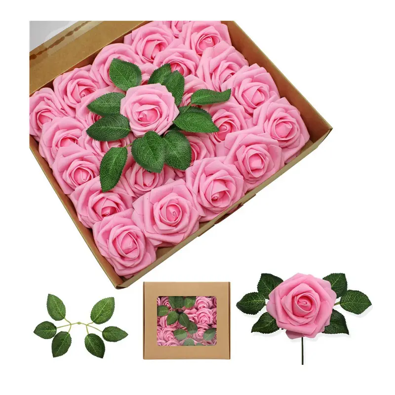 Venda por atacado de fábrica de alta qualidade de espuma PE única artificial rosas flores vermelhas personalizadas real toque rosa flores decorativas