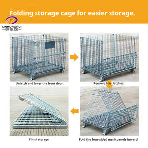 Toptan özelleştirilmiş galvanizli katlanabilir istiflenebilir Mesh palet çelik depolama kafesleri kilitlenebilir Pet Preform depolama tel örgü - Product Image 3