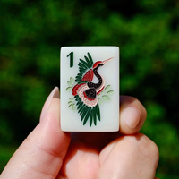 Juego de Mahjong Americano de Acrílico de 3 Capas con Diseño de Lirios de Agua Orientales, 166 Fichas Verdes, Base Verde para Regalo, Venta al por Mayor
