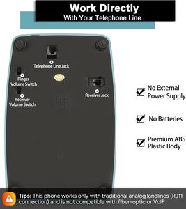 Téléphones filaires classiques bleus, <span class=keywords><strong>téléphone</strong></span> <span class=keywords><strong>vintage</strong></span>, <span class=keywords><strong>téléphone</strong></span> analogique ancien, <span class=keywords><strong>téléphone</strong></span> antique pour la maison, le bureau ou l'hôtel - Product Image 3