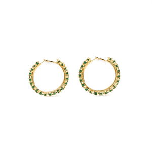 Pendientes de Aro de Cristal, Chapados en Oro, Acero Inoxidable 316L, Piedras Verdes, Joyería de Moda para Mujer - Product Image 2