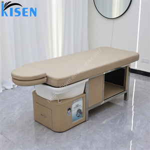 Nouveau design professionnel : Lit de lavage multifonctionnel pour spa capillaire, chaise plate de luxe pour salon de coiffure avec vapeur intégrée - Product Image 4