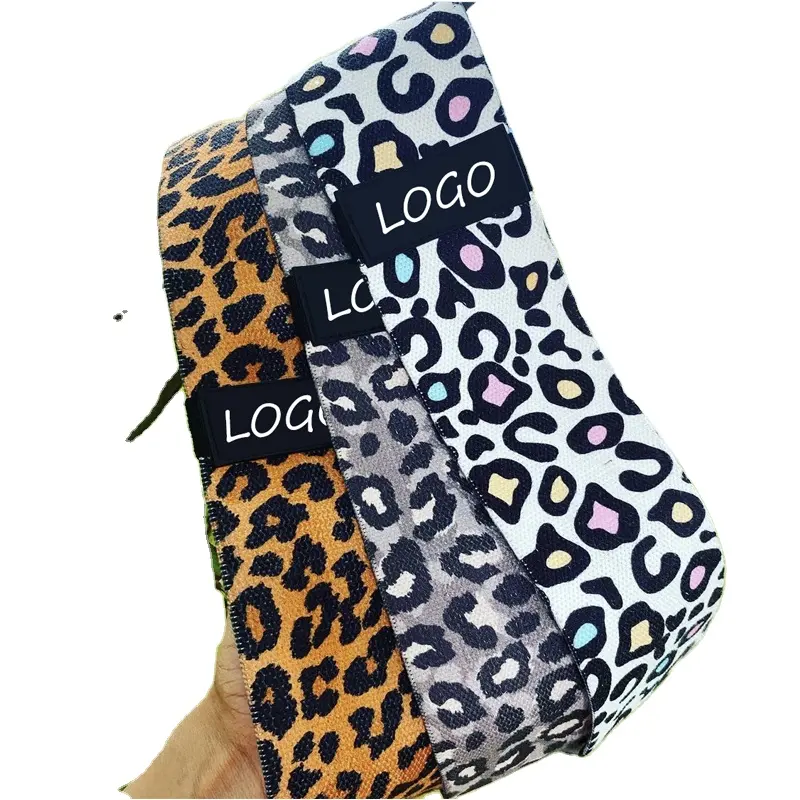CHOOYOU OEM Fitness Equipment Elastic Exercise Bands Leopard Printing Fabric Gym Resistance Booty Bands