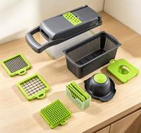 Multifunctionele handmatige groentehakker, -snijder en -slicer met opbergbak en veiligheidsbescherming, keukenhulp voor thuis koken