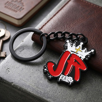 Porte-clés en métal personnalisé en gros, avec couronne émaillée, logo personnalisable, en alliage de zinc plaqué noir, design de créateur