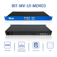 Multivisor KVM Bitvisus 4K60 HDMI2.0 con 4 Entradas, 3 Salidas, Ratón y Teclado USB, RS232, Metálico
