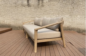 Canapé trois places en teck moderne pour l'<span class=keywords><strong>extérieur</strong></span> avec coussin en mousse haute densité, meubles de jardin durables et écologiques - Product Image 2