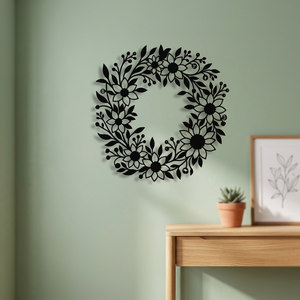 Corona Floral Rústica de Metal para Decoración de Pared, Hecha a Mano, Redonda, sin Luces, con Flores Decorativas, en Paquete Individual - Product Image 6