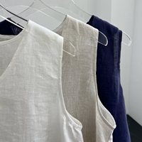 Débardeur sans manches en lin 100 % personnalisé pour femme, col en V, écologique, séchage rapide, décontracté, respirant, simple