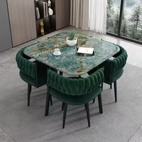 GEDO Nouveau design de mobilier de restaurant, tables de salle à manger carrées en céramique microcristalline de luxe et ensemble de 4 chaises