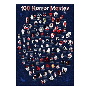 Poster Classici di <span class=keywords><strong>Film</strong></span> Horror 100 Pezzi, Poster da Grattare di Thriller, Poster di <span class=keywords><strong>Film</strong></span> con 100 Fantasmi da Grattare - Product Image 1