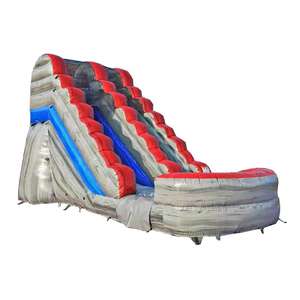 Toboggan <span class=keywords><strong>aquatique</strong></span> gonflable commercial gris marbré et rouge pour enfants et adultes – Idéal pour la <span class=keywords><strong>location</strong></span> estivale en extérieur – Offre spéciale - Product Image 3