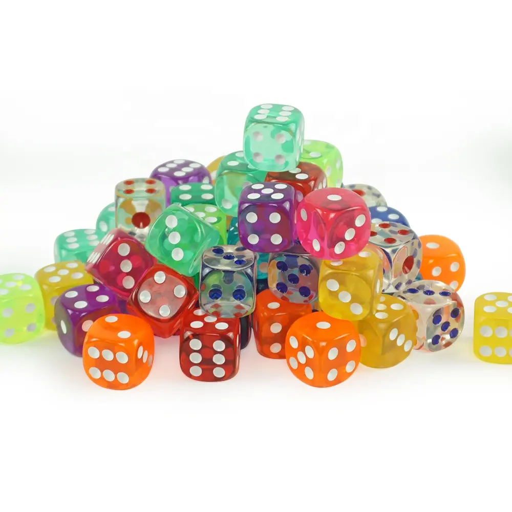 Chinese Professional Custom Various Colors d6 Dice Round Corner Acrylic Transparent 16mm Gambling Dice From Dice Manufacturer