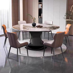 <span class=keywords><strong>Tavolo</strong></span> da Pranzo <span class=keywords><strong>Rotondo</strong></span> Moderno <span class=keywords><strong>con</strong></span> Piatto Girevole Lazy Susan, Grande Piano in Ardesia, per <span class=keywords><strong>Cucina</strong></span> Familiare da 8-10 Persone. - Product Image 3