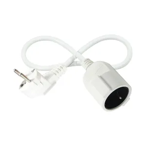 European CEE 3G1.5mm2 AC Power Cord extension lead Cable Eu socket white