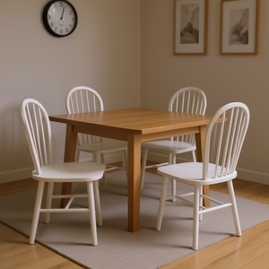 <b>White</b> Solid Rubber Wood <b>Dining</b> <b>Chairs</b> <b>Set</b> <b>Of</b> <b>4</b> Standard Durable Design Modern Home Furniture - Product Image 2
