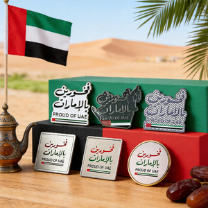 Stock real: Pines esmaltados, insignias magnéticas y pegatinas metálicas para teléfono con bandera del Emirato de Sheikh Zayed, orgullosos de los EAU. Venta al por mayor. Producción diaria de 100k. - Product Image 4