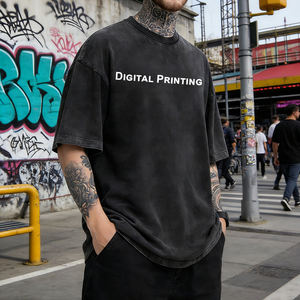Camisetas de Manga Corta con Estampado Digital Estilo Urbano para Hombre, Camisetas Vintage con Lavado Ácido - Product Image 1