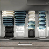 Égouttoir à vaisselle réglable en PP pour armoire de cuisine, organisateur de rangement pour bols et assiettes, vente en gros