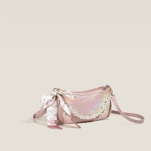 กระเป๋าโฮโบทรงพระจันทร์เสี้ยวสะพายไหล่หนังไข่มุกทำจากหนัง - Product Image 3