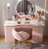 Plateau en marbre blanc de couleur personnalisée, coiffeuse en bois au design luxueux de style simple avec miroir