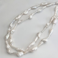 Chaîne de perles baroques naturelles d'eau douce Flame & Biwa, perles semi-finies entièrement percées pour collier direct
