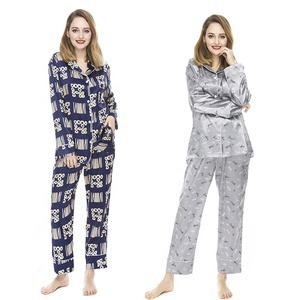 Personalizzare i modelli disponibili stampa floreale <span class=keywords><strong>pigiama</strong></span> satinato donna - Product Image 3