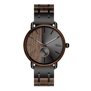 Reloj de madera de diseño personalizado para Hombre, cronógrafo de acero inoxidable con logotipo personalizado de fábrica de <span class=keywords><strong>China</strong></span>, bajo pedido, envío directo, 2021 - Product Image 4