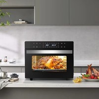 Four à convection électrique 2-en-1 avec friteuse à air et grille-pain, écran tactile numérique multifonction pour la maison
