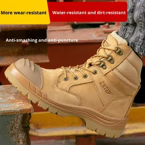 Nouvelles <span class=keywords><strong>chaussures</strong></span> de sécurité montantes à fermeture éclair latérale avec embout en acier, semelles PU/TPU bicolores, résistantes à l'usure, antidérapantes et anti-écrasement - Product Image 4