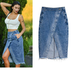 Gonne personalizzate in Denim Midi da ragazza <span class=keywords><strong>gonna</strong></span> <span class=keywords><strong>lunga</strong></span> a vita alta con Modulare irregolare da donna - Product Image 5