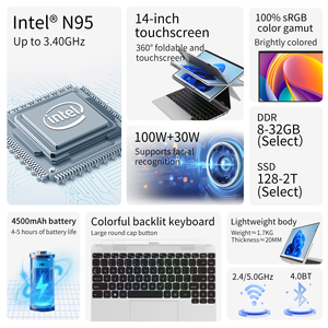 Ordinateur portable tactile IPS 14 pouces neuf, <span class=keywords><strong>DDR4</strong></span>, Intel N95, 16 Go de RAM, 512 Go + 1 To SSD, Windows 11, prise US/EU, usage professionnel et domestique - Product Image 2