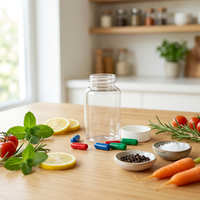 Flacon à pilules en plastique PET transparent de 200 cc avec bouchon résistant aux enfants, couvercle de sécurité CRC, emballage pour capsules de médicaments, compléments alimentaires
