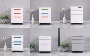 Bedroom Office 3 Drawers Cabinet Modern Design Adjustable Mobile Steel Rolling File Cabinet Under <b>Desk</b> Steel Mobile Pedestal - Product Image 6