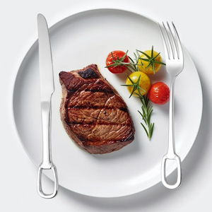 Juego de cubiertos creativo con agujeros para colgar, venta al por mayor, tenedor desechable de acero inoxidable 304, cuchara y cuchillo con pulido de espejo - Product Image 5