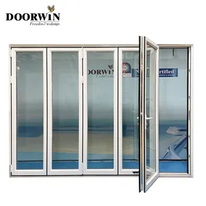Doorwin最佳质量白色双层玻璃手风琴折叠门铝双折门