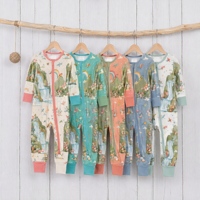 Boîte mystère de pyjamas zippés en bambou pour bébé, motifs animaux aléatoires, manches longues, vente en gros, livraison directe, usine OEM