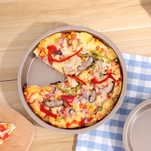 <span class=keywords><strong>7</strong></span>-Zoll-schwarze Antihaft-Pizza-Tablett verdickte hohe Scheibe zum Backen und Kuchen Haushalts backwerk zeug - Product Image 6
