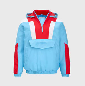 Chaqueta Cortavientos de Nailon con Bloques de Color y Logotipo Personalizado para Hombre, Fabricante de Chaquetas Impermeables con Cierre de 1/4, Anorak OEM - Product Image 1