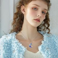 Collier pendentif vague en émail, en argent sterling 925, avec breloque vague océanique, bijoux océaniques en platine pour femme