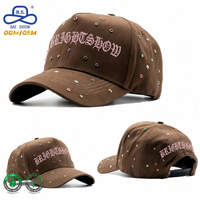 Gorras de Béisbol Lisas al por Mayor con Logotipo Personalizado y Decoración de Diamantes de Imitación para Uso Unisex en la Calle y Viajes