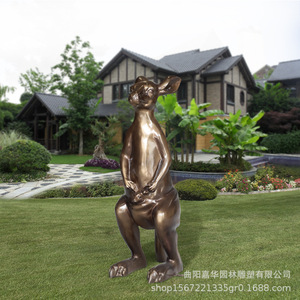 Sculpture de kangourou en fibre de verre style cuivre, décoration de jardin extérieur, faite à la main, à poser au sol, emballage monobloc - Product Image 3