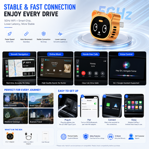 Adaptador Bluetooth CarPlay Portátil con Diseño de Gato en Color Dorado, Conexión Inalámbrica para Estéreo de Auto - Product Image 4